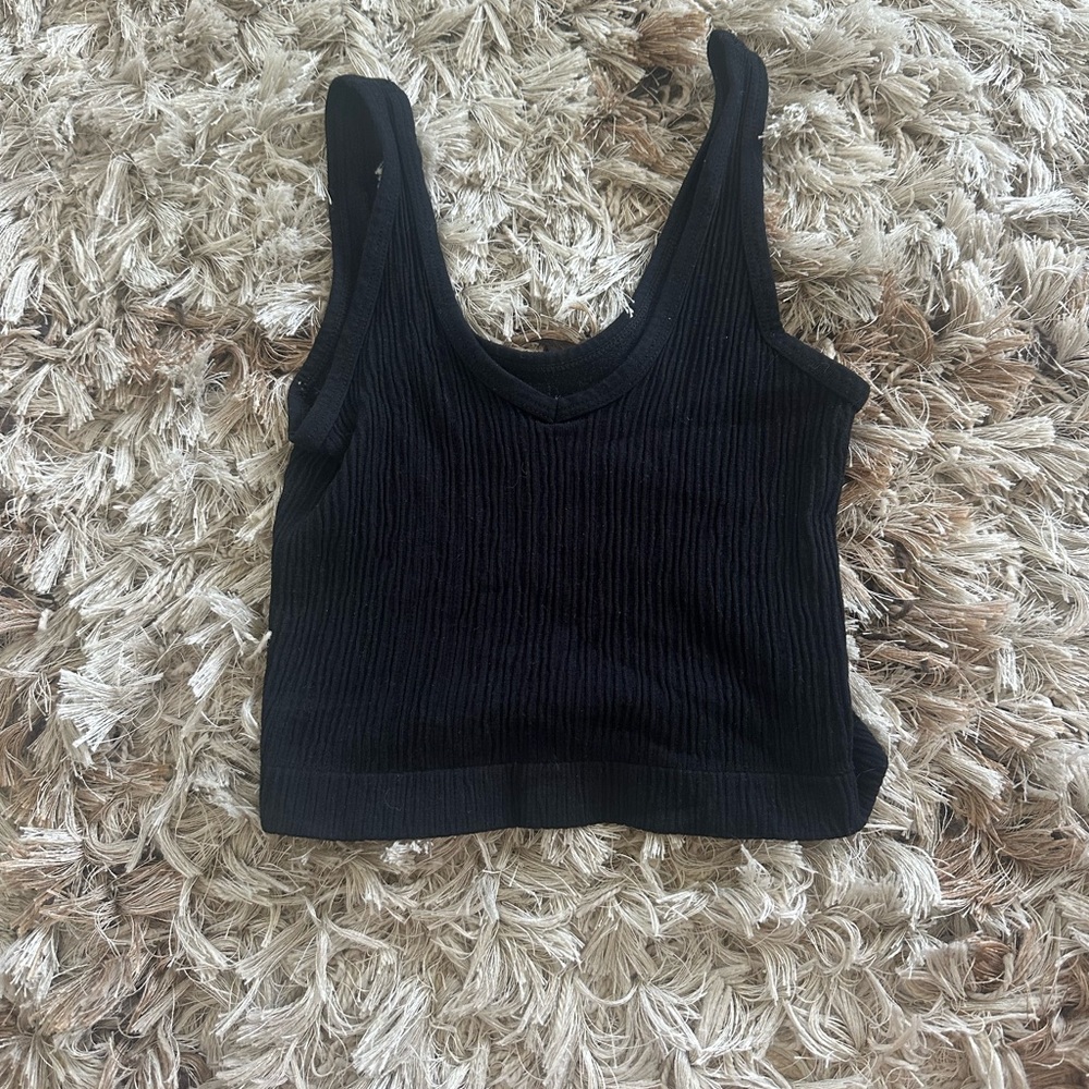 Black Ribbed Women's Tank Top